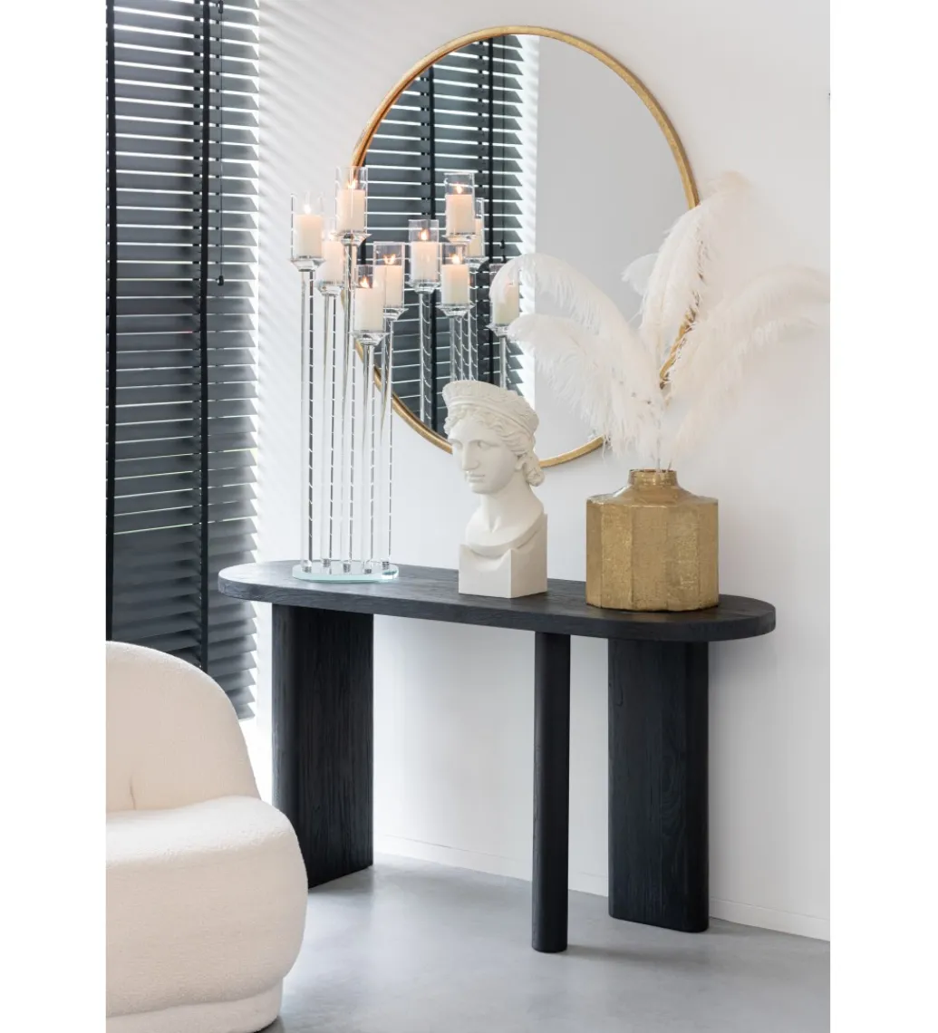 Konsola LEMONE 150 cm drewno teak czarna*J-Line Hot