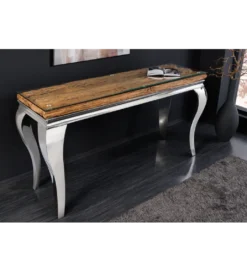 Konsola MODERN BAROCK BARRACUDA 140 cm chromowany szklany blat BEZ blatu tekowego*Invicta Interior Sale