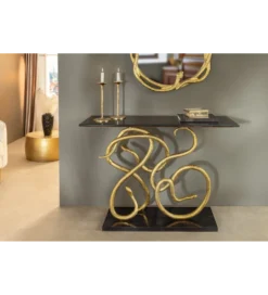 Konsola WILDLIFE SNAKE 115 cm czarny marmur złota*Invicta Interior