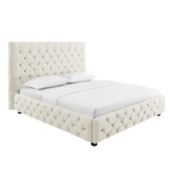 Łóżko tapicerowane PARIS CHESTERFIELD 180 cm x 200 cm beżowe lniane*Invicta Interior Hot