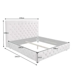 Łóżko tapicerowane PARIS CHESTERFIELD 180 cm x 200 cm beżowe lniane*Invicta Interior Hot