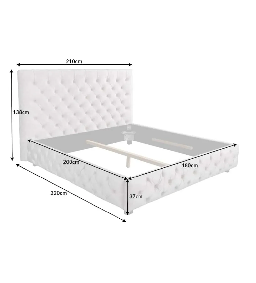 Łóżko tapicerowane PARIS CHESTERFIELD 180 cm x 200 cm beżowe lniane*Invicta Interior Hot