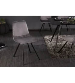 Krzesło Amsterdam ciemnoszare aksamit*Invicta Interior Clearance