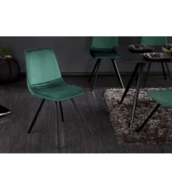 Krzesło Amsterdam szmaragdowo zielone aksamit*Invicta Interior New