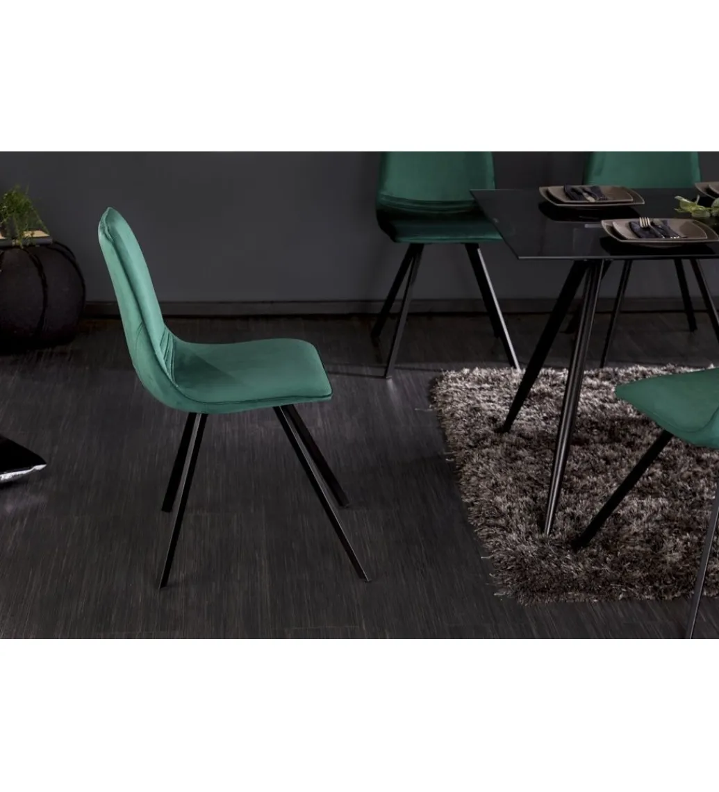 Krzesło Amsterdam szmaragdowo zielone aksamit*Invicta Interior New
