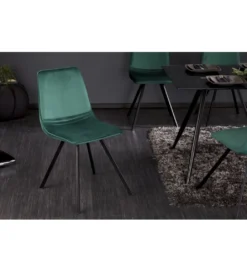 Krzesło Amsterdam szmaragdowo zielone aksamit*Invicta Interior New