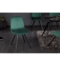 Krzesło Amsterdam szmaragdowo zielone aksamit*Invicta Interior New