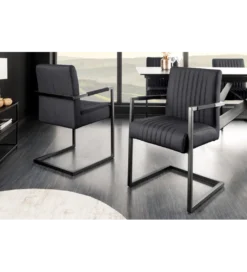 Krzesło BIG ASTON skórzane czarne*Invicta Interior Discount
