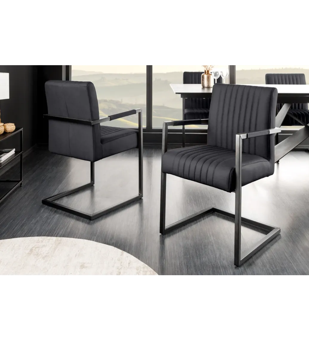 Krzesło BIG ASTON skórzane czarne*Invicta Interior Discount