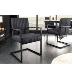 Krzesło BIG ASTON skórzane czarne*Invicta Interior Discount
