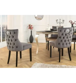 Krzesło CASTLE DELUXE aksamit szary*Invicta Interior Hot