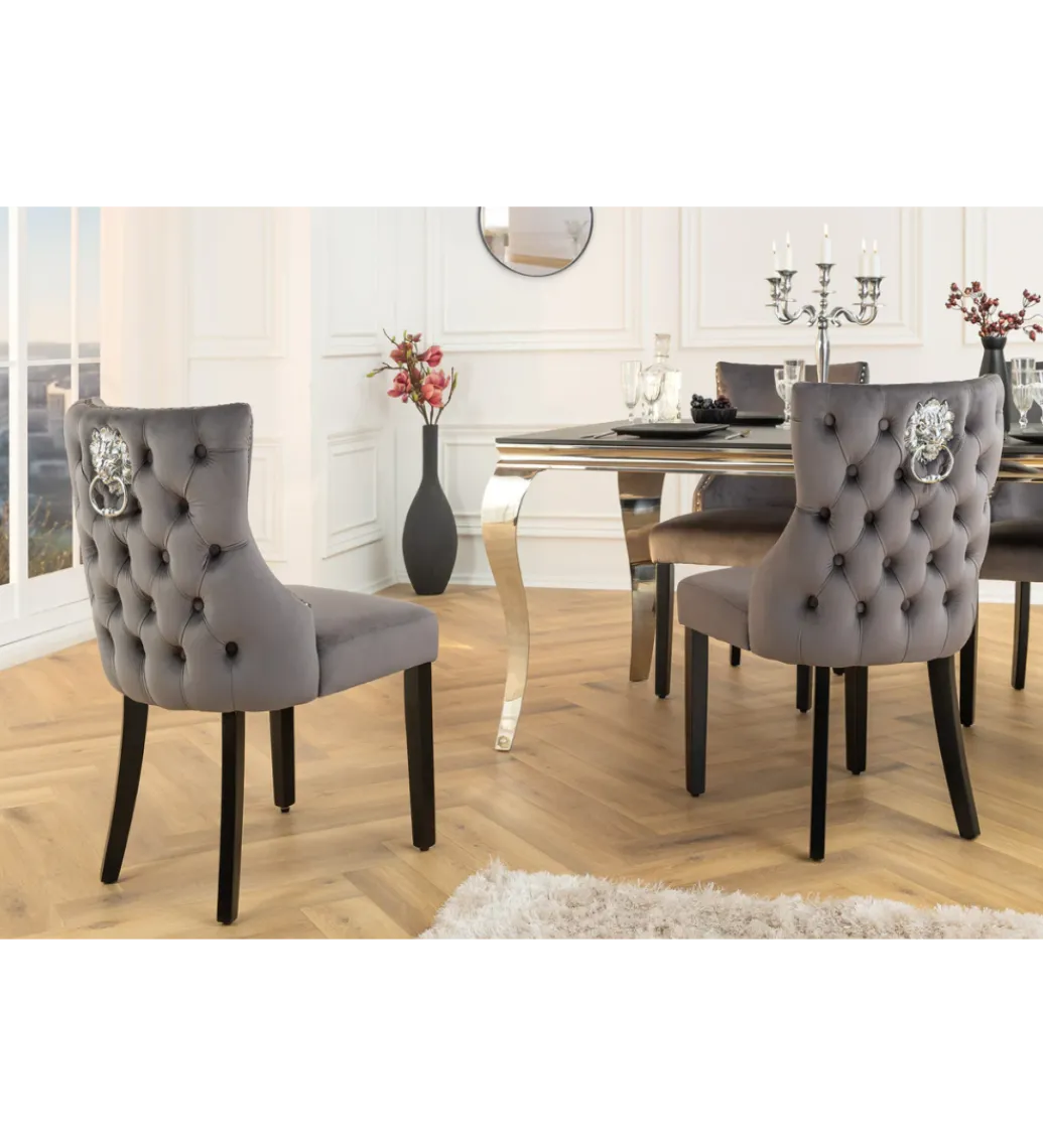 Krzesło CASTLE DELUXE aksamit szary*Invicta Interior Hot