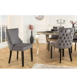 Krzesło CASTLE DELUXE aksamit szary*Invicta Interior Hot