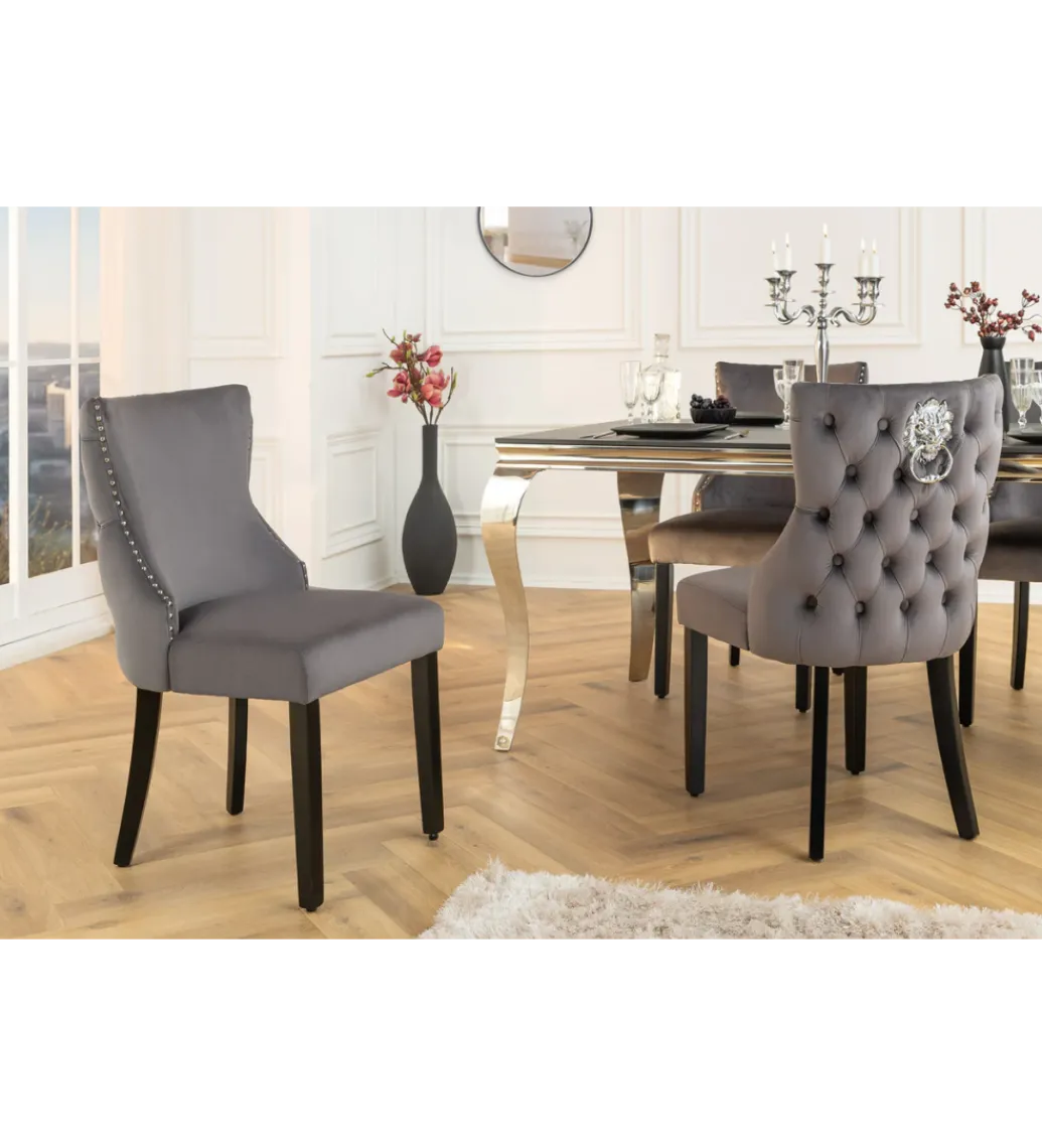 Krzesło CASTLE DELUXE aksamit szary*Invicta Interior Hot