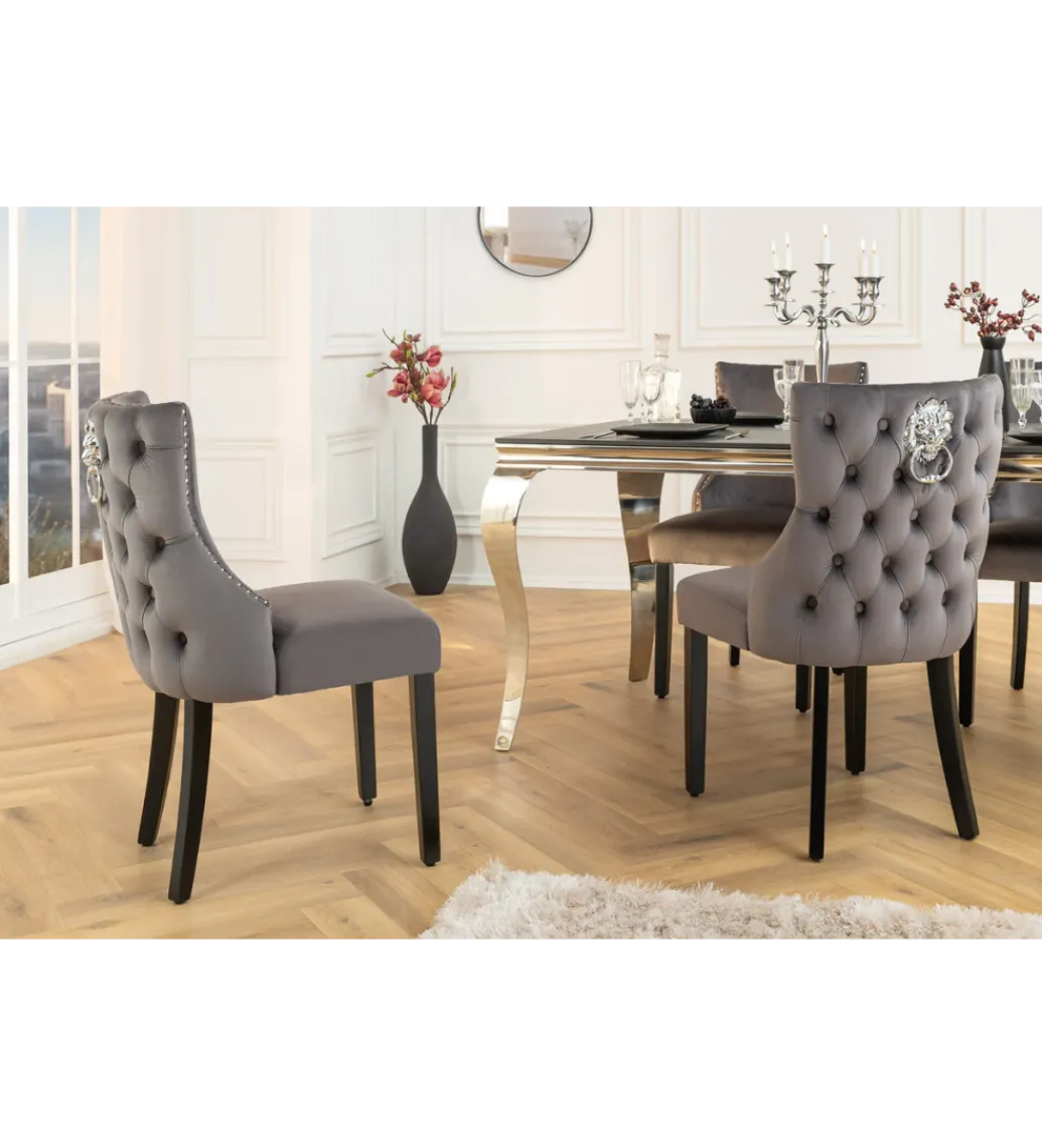 Krzesło CASTLE DELUXE aksamit szary*Invicta Interior Hot
