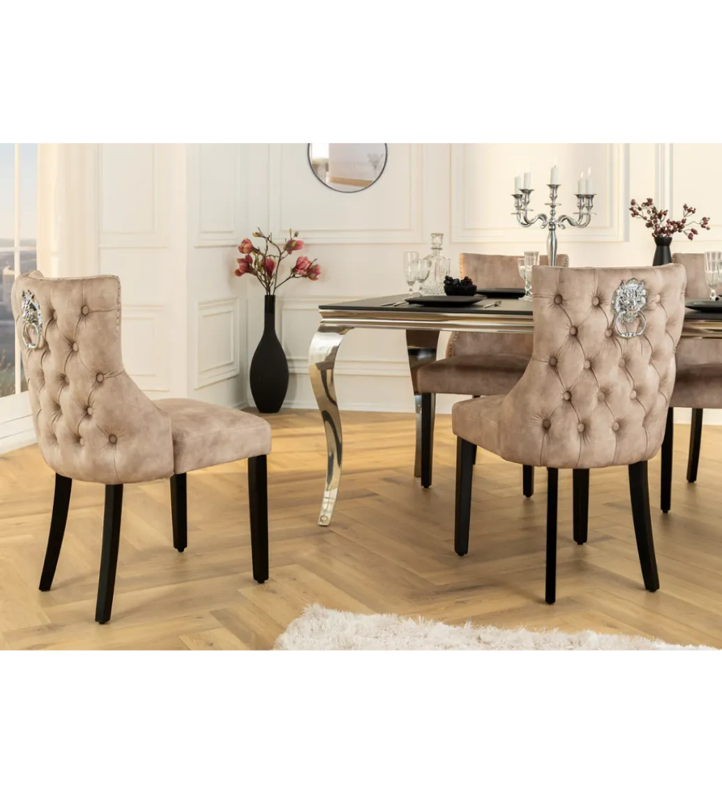 Krzesło CASTLE DELUXE welur beżowy*Invicta Interior Hot
