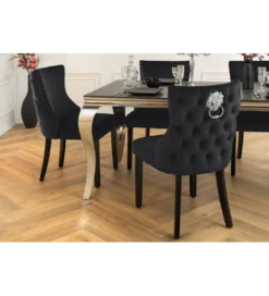 Krzesło CASTLE DELUXE welur czarny*Invicta Interior Discount