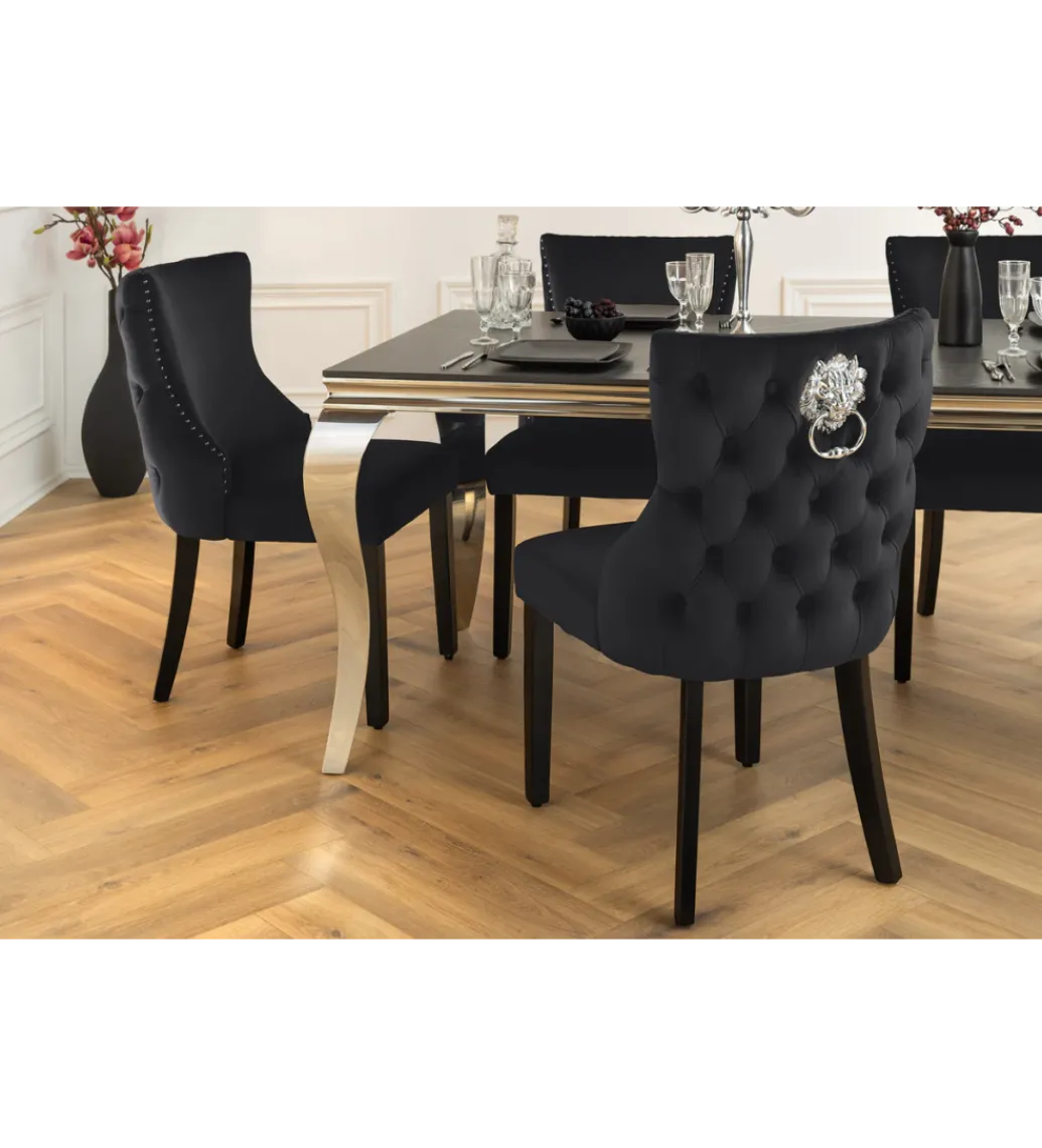 Krzesło CASTLE DELUXE welur czarny*Invicta Interior Discount