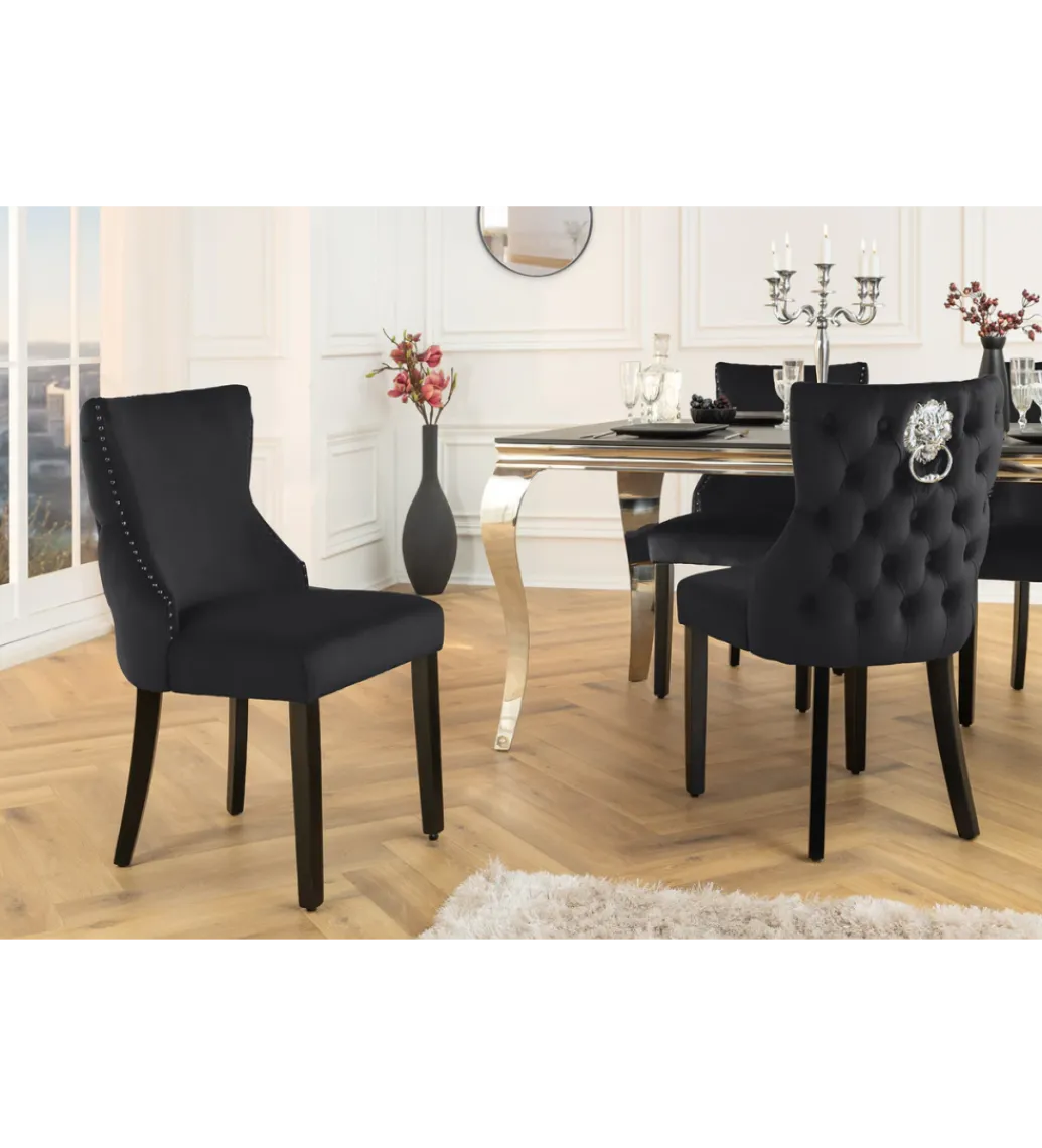 Krzesło CASTLE DELUXE welur czarny*Invicta Interior Discount