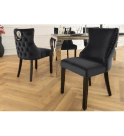 Krzesło CASTLE DELUXE welur czarny*Invicta Interior Discount