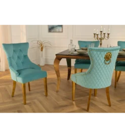 Krzesło CASTLE DELUXE welur jasnoniebieskie*Invicta Interior