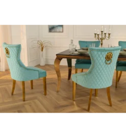 Krzesło CASTLE DELUXE welur jasnoniebieskie*Invicta Interior