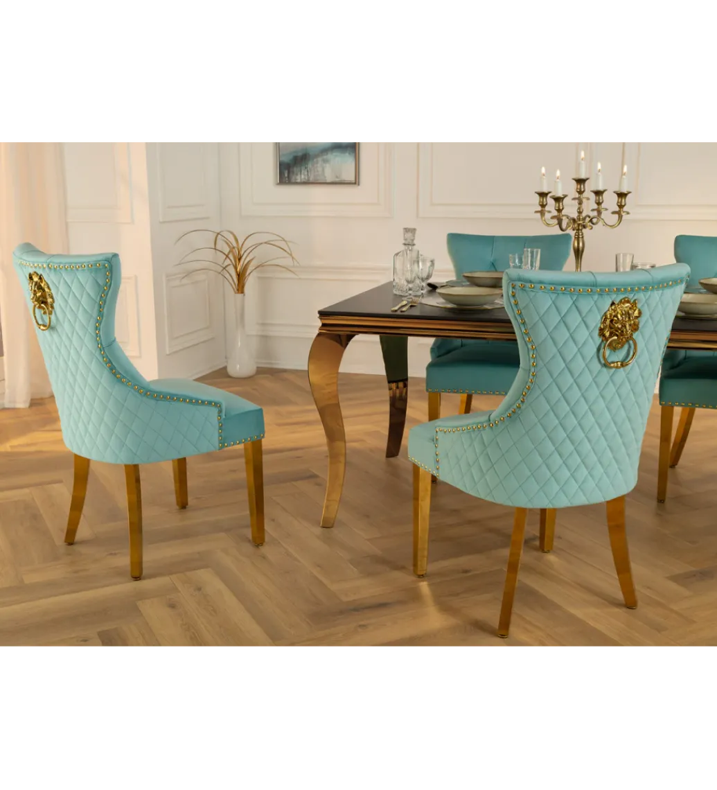Krzesło CASTLE DELUXE welur jasnoniebieskie*Invicta Interior