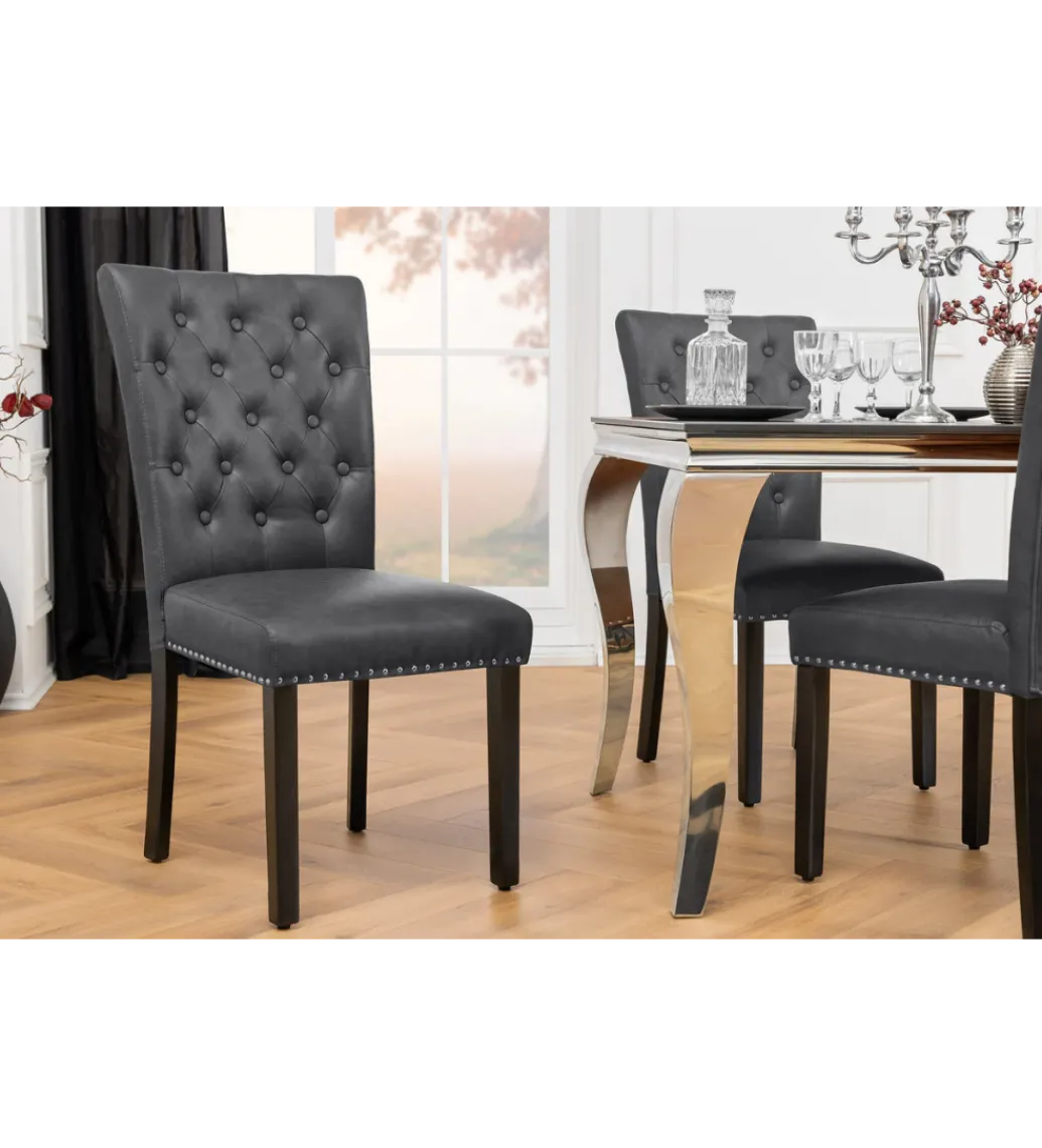 Krzesło CASTLE ekoskóra vintage black*Invicta Interior Outlet