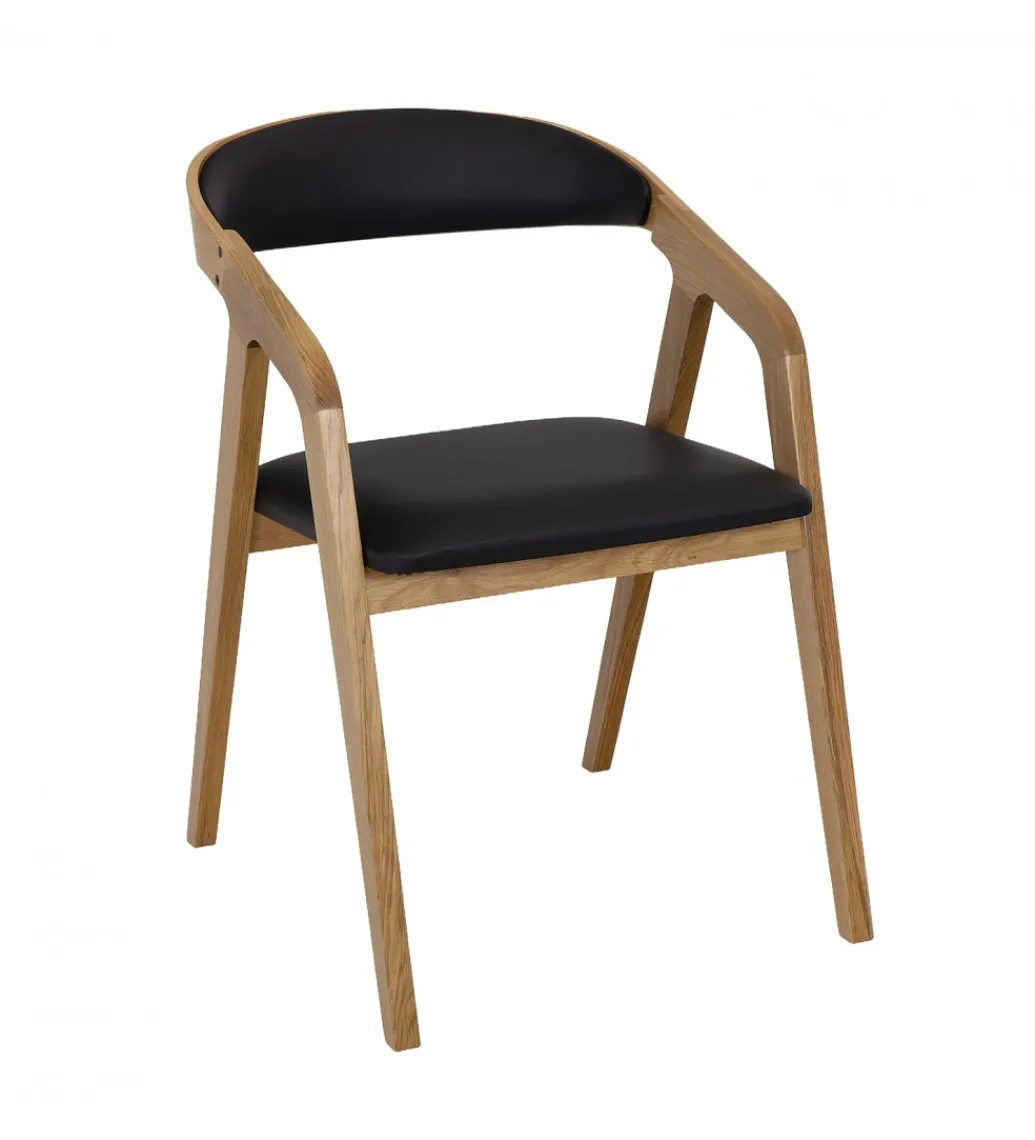 Krzesło dębowe LORIN z podłokietnikami skóra*POLSKI DESIGN Outlet