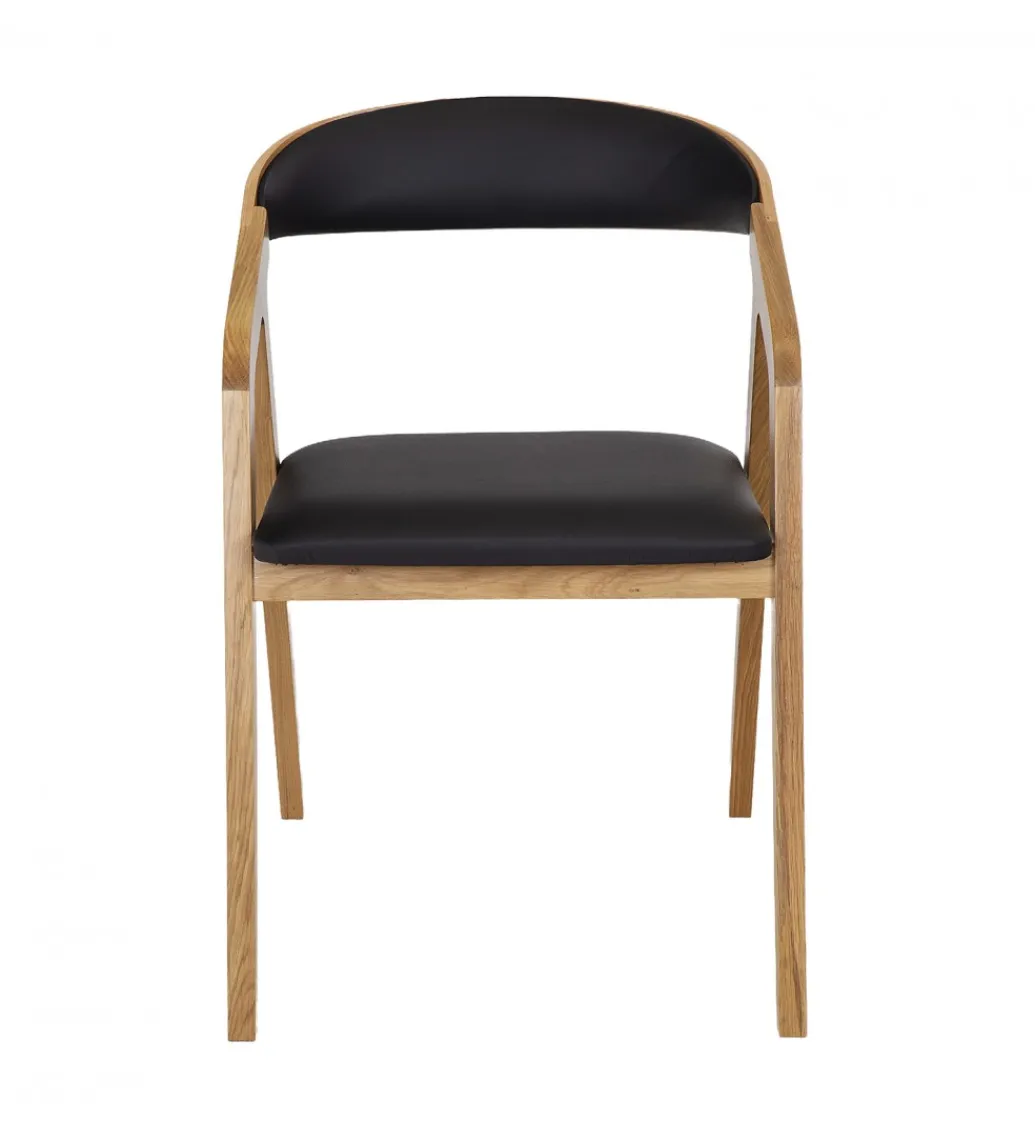 Krzesło dębowe LORIN z podłokietnikami skóra*POLSKI DESIGN Outlet