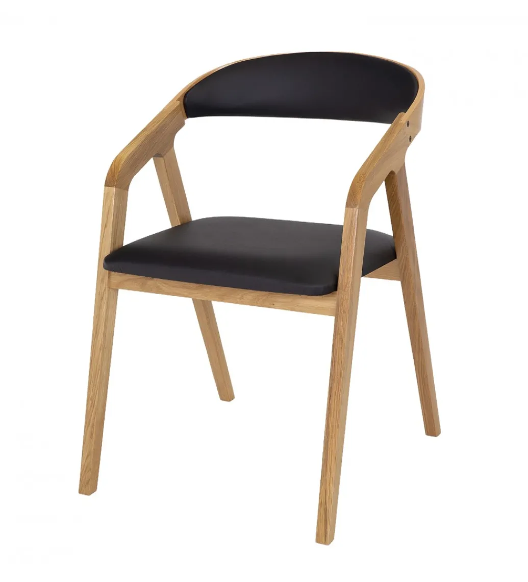 Krzesło dębowe LORIN z podłokietnikami skóra*POLSKI DESIGN Outlet