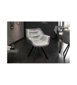 Krzesło designerskie The Dutch Comfort aksamitny szary*Invicta Interior Online