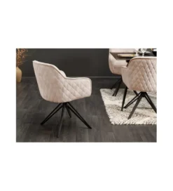 Krzesło Edmonton obrotowe 180 stopni greige velvet*Invicta Interior Sale