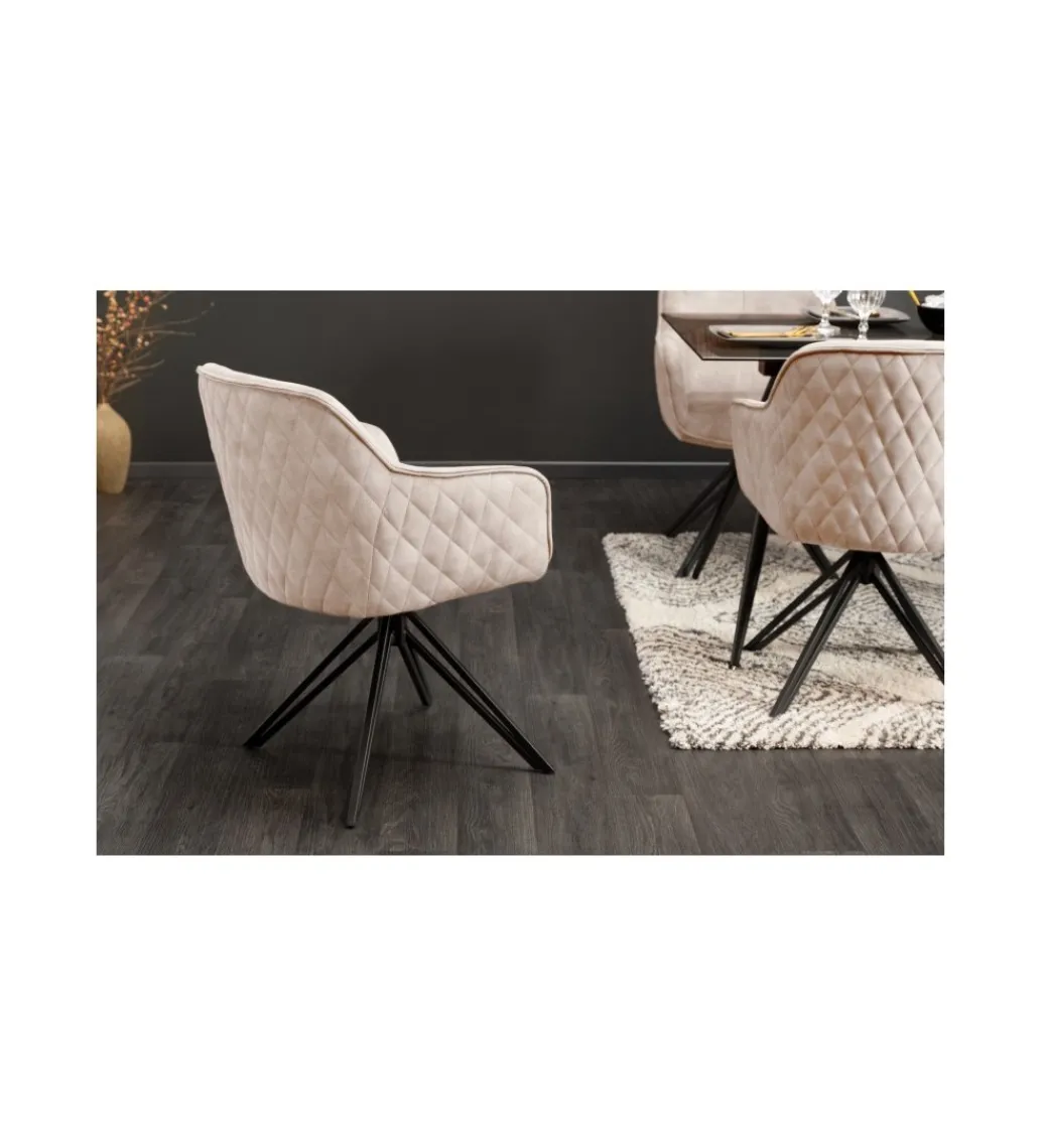 Krzesło Edmonton obrotowe 180 stopni greige velvet*Invicta Interior Sale