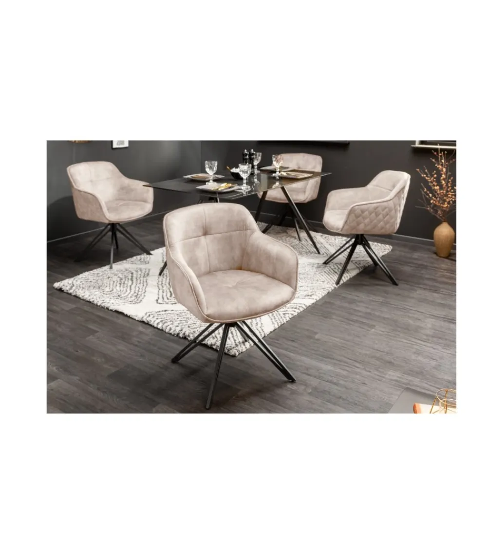 Krzesło Edmonton obrotowe 180 stopni greige velvet*Invicta Interior Sale