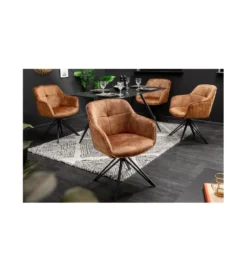 Krzesło Edmonton obrotowe 180 stopni brązowe*Invicta Interior Online