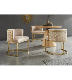 Krzesło ELEGANCE welwet beżowy złote nogi*Invicta Interior - przedsprzedaż Hot