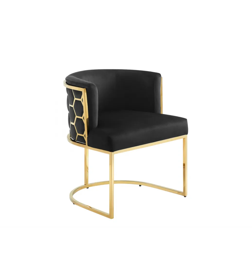 Krzesło ELEGANCE welwet czarny złote nogi*Invicta Interior Discount