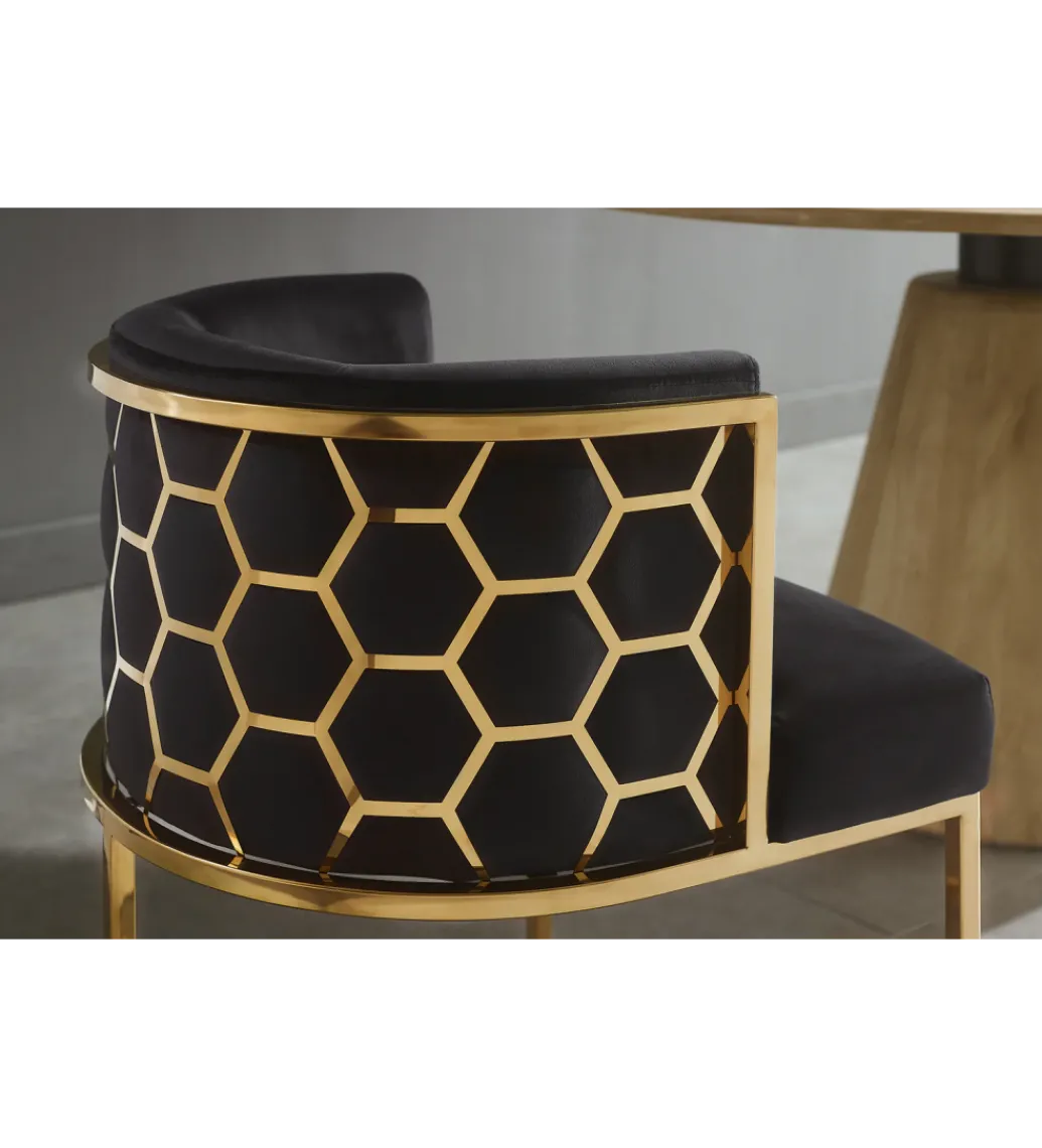Krzesło ELEGANCE welwet czarny złote nogi*Invicta Interior Discount