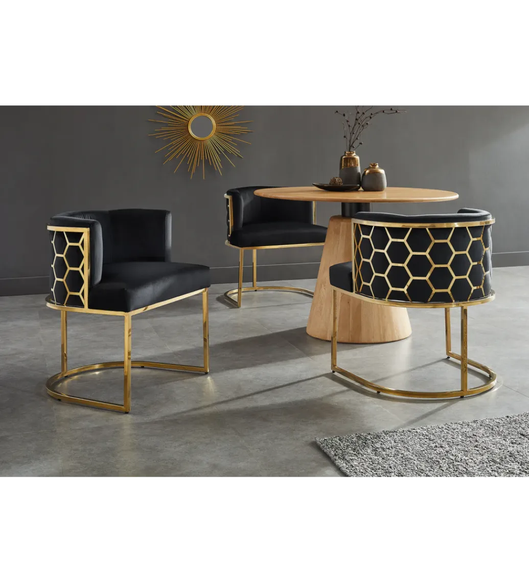 Krzesło ELEGANCE welwet czarny złote nogi*Invicta Interior Discount