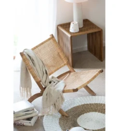 Krzesło FOLDE 78 cm drewno teak rattan*J-Line Discount