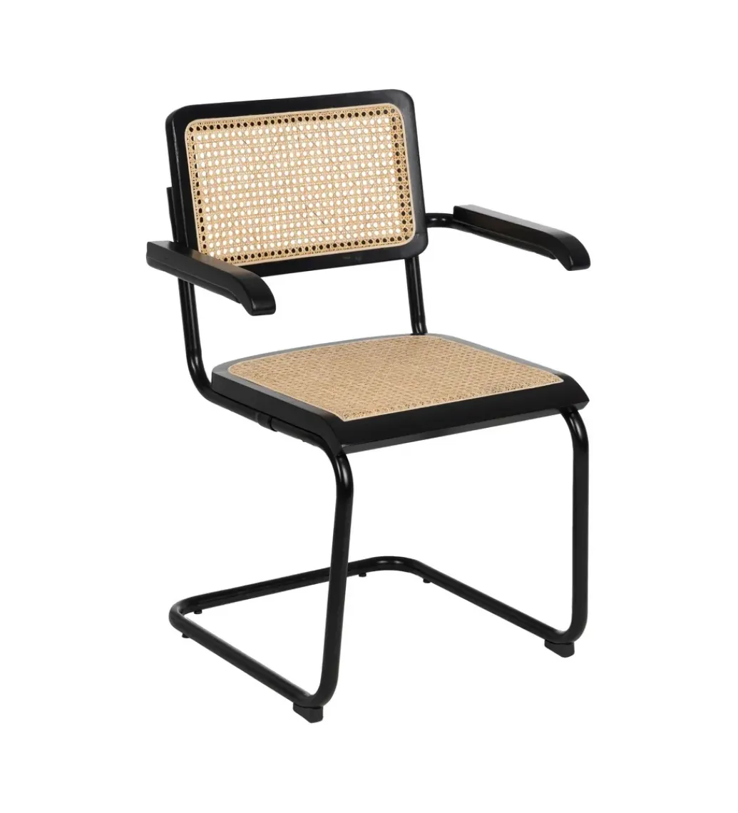 Krzesło GIVM z podłokietnikami czarne ratan drewno kauczuk*Zona-Design Discount