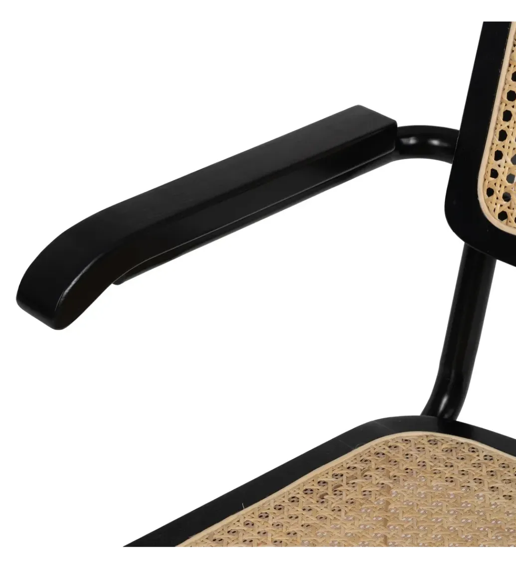 Krzesło GIVM z podłokietnikami czarne ratan drewno kauczuk*Zona-Design Discount