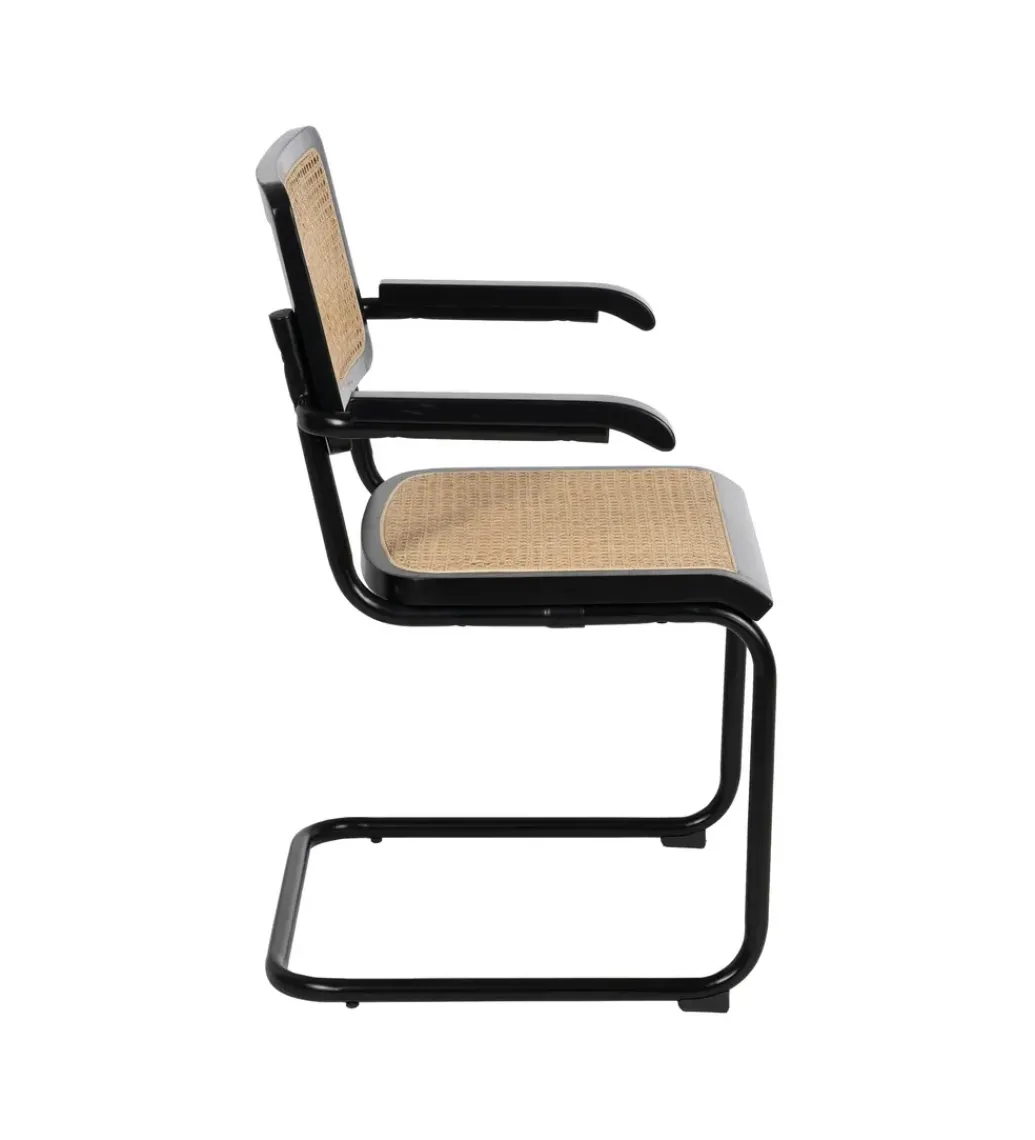 Krzesło GIVM z podłokietnikami czarne ratan drewno kauczuk*Zona-Design Discount