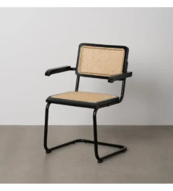 Krzesło GIVM z podłokietnikami czarne ratan drewno kauczuk*Zona-Design Discount