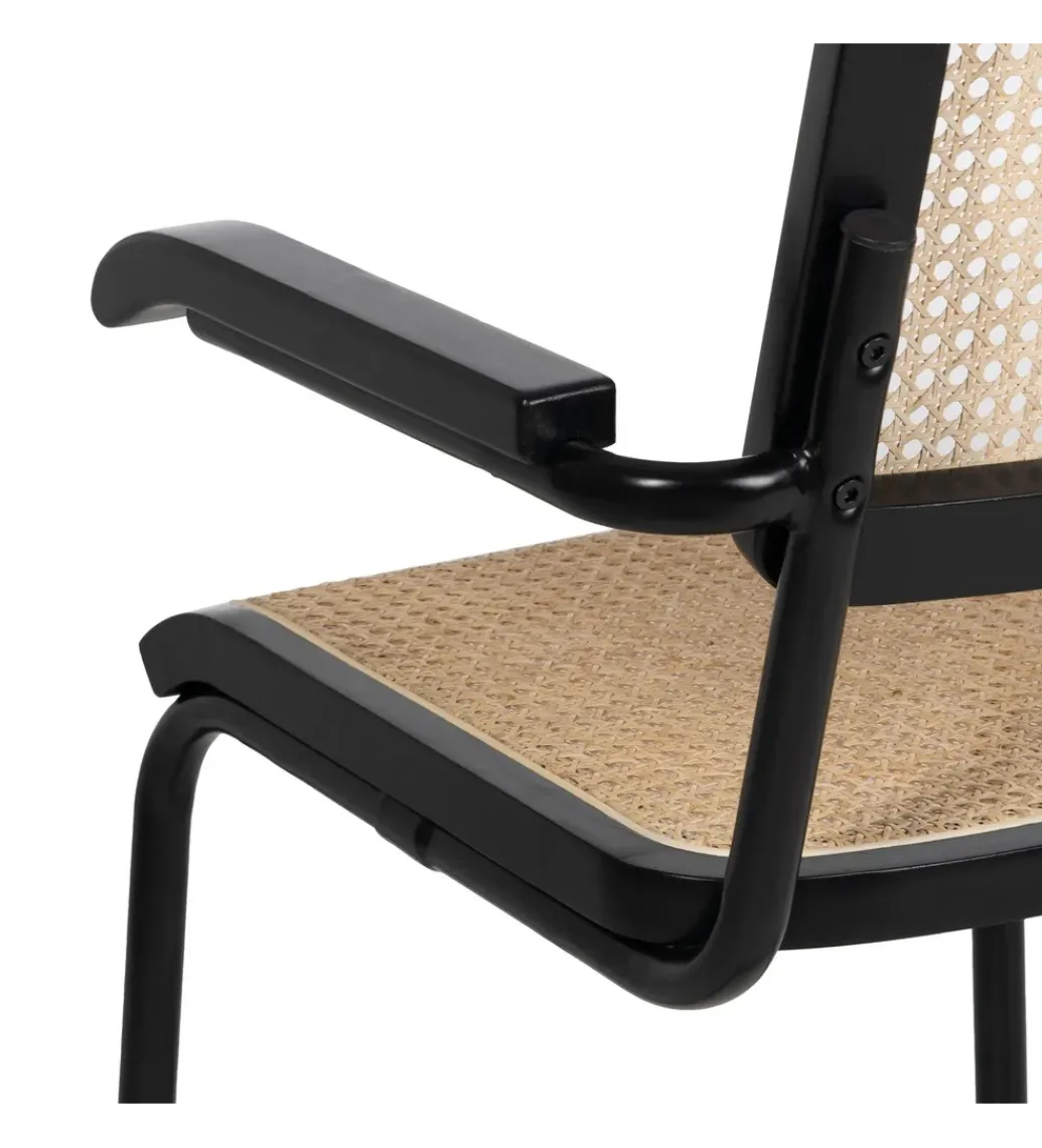 Krzesło GIVM z podłokietnikami czarne ratan drewno kauczuk*Zona-Design Discount