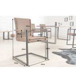Krzesło Konsolowe Loft antyczne brązowo czarne*Invicta Interior Hot