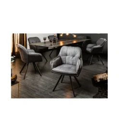 Krzesło Lounger obrotowe 180 stopni szare*Invicta Interior Online