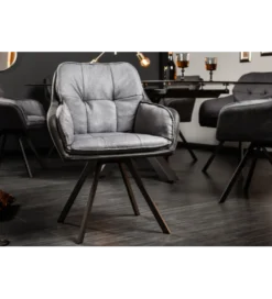 Krzesło Lounger obrotowe 180 stopni szare*Invicta Interior Online