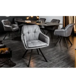 Krzesło Lounger obrotowe 180 stopni szare*Invicta Interior New